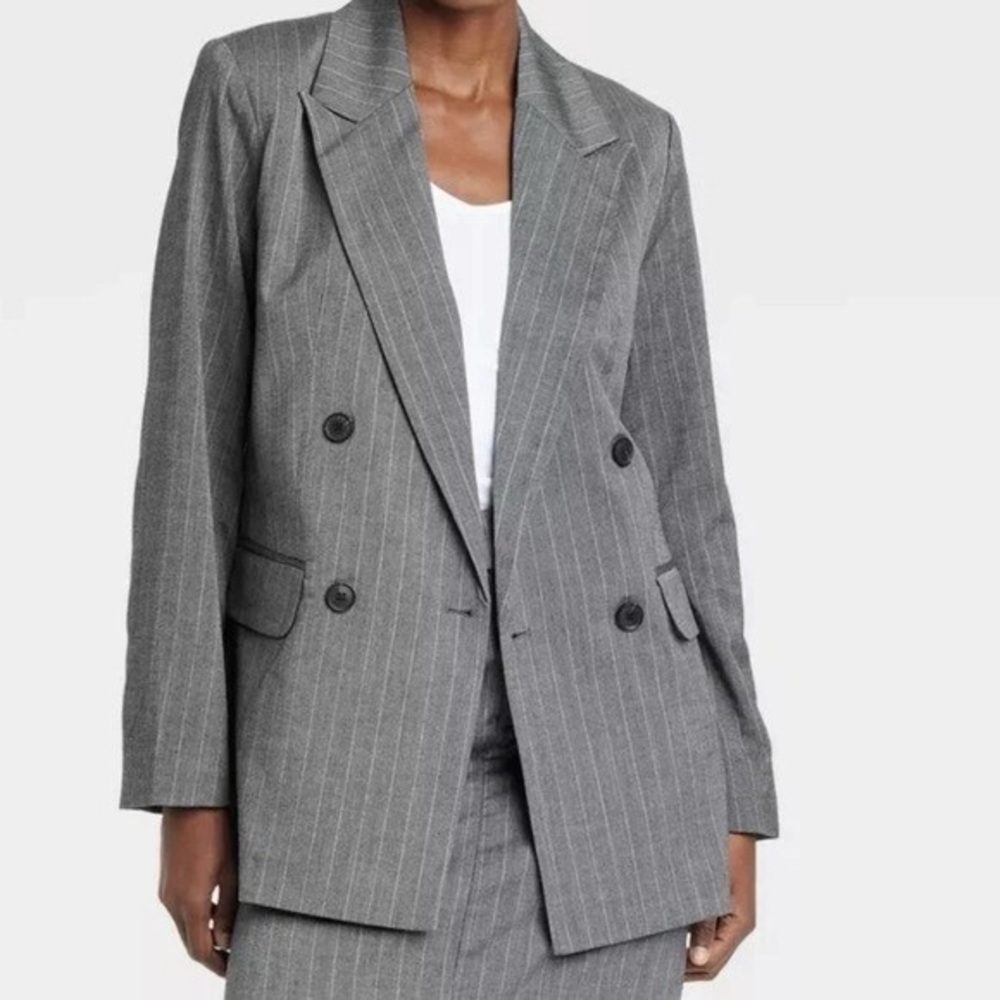 a new day Gray Pinstripe Blazer - Picture 1 of 7